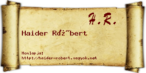 Haider Róbert névjegykártya