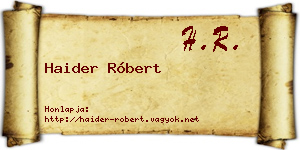 Haider Róbert névjegykártya